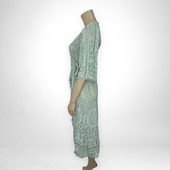 ASOS Maternity 8 Flutter Sleeves Midi Wrap Dress Sheer Not Lined - Picture 2 of 11